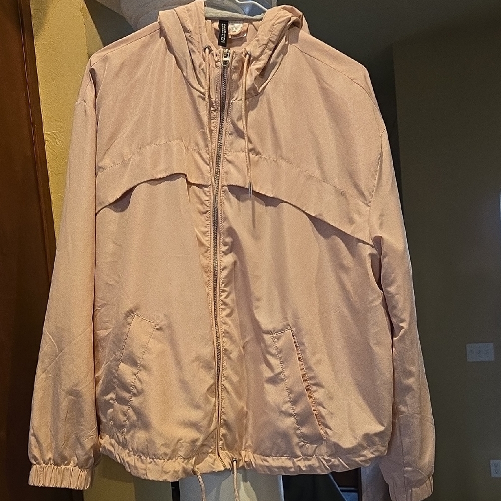H&M Light Pink Hooded Utility Jacket Size L
